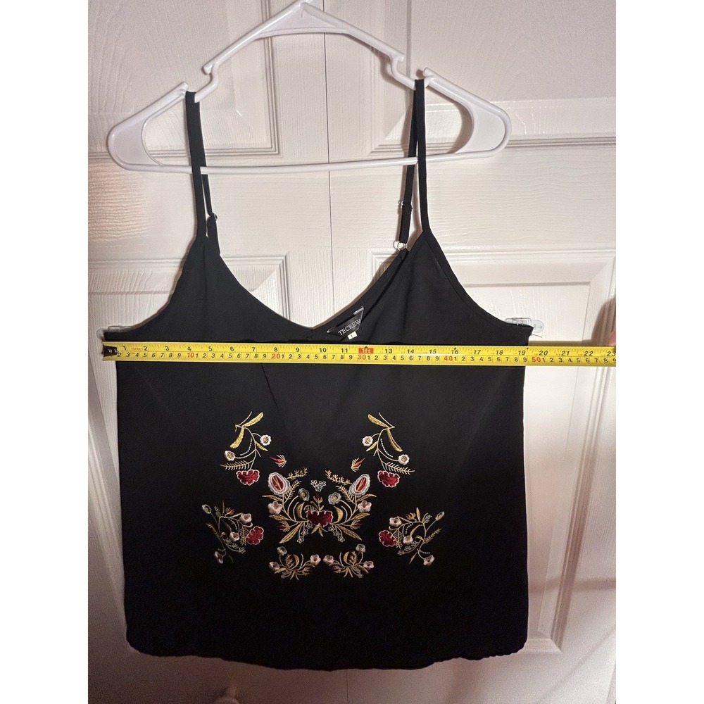 TECREW Women's Black Floral Date Night Out Embroidered Cami Sz L - Picture 3 of 10